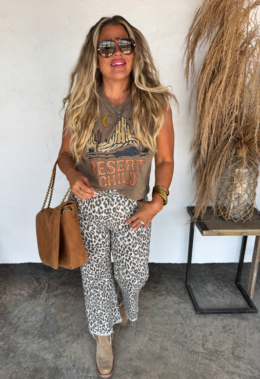 URBAN NON DISTRESSED CHEETAH JEAN