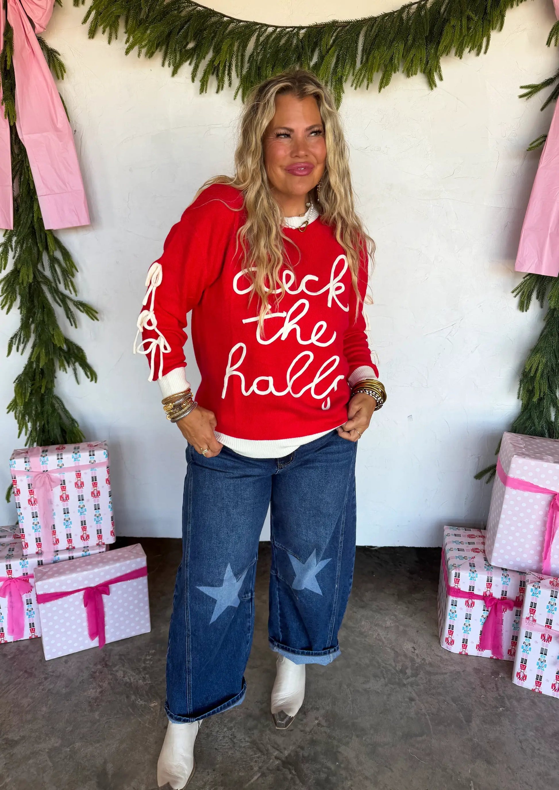 PREORDER- DECK THE HALLS BOW SWEATER by BLAKELEY