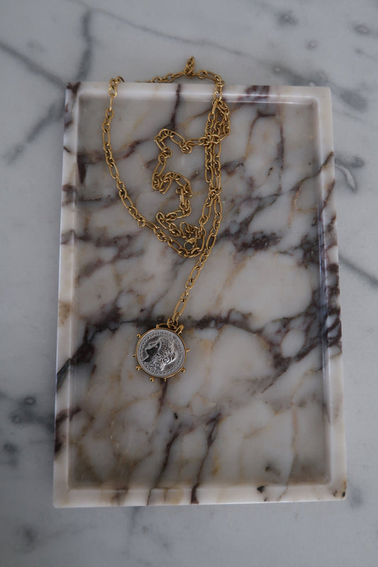TWO TONED WRAP AROUND COIN NECKLACE by Chansuttpearls