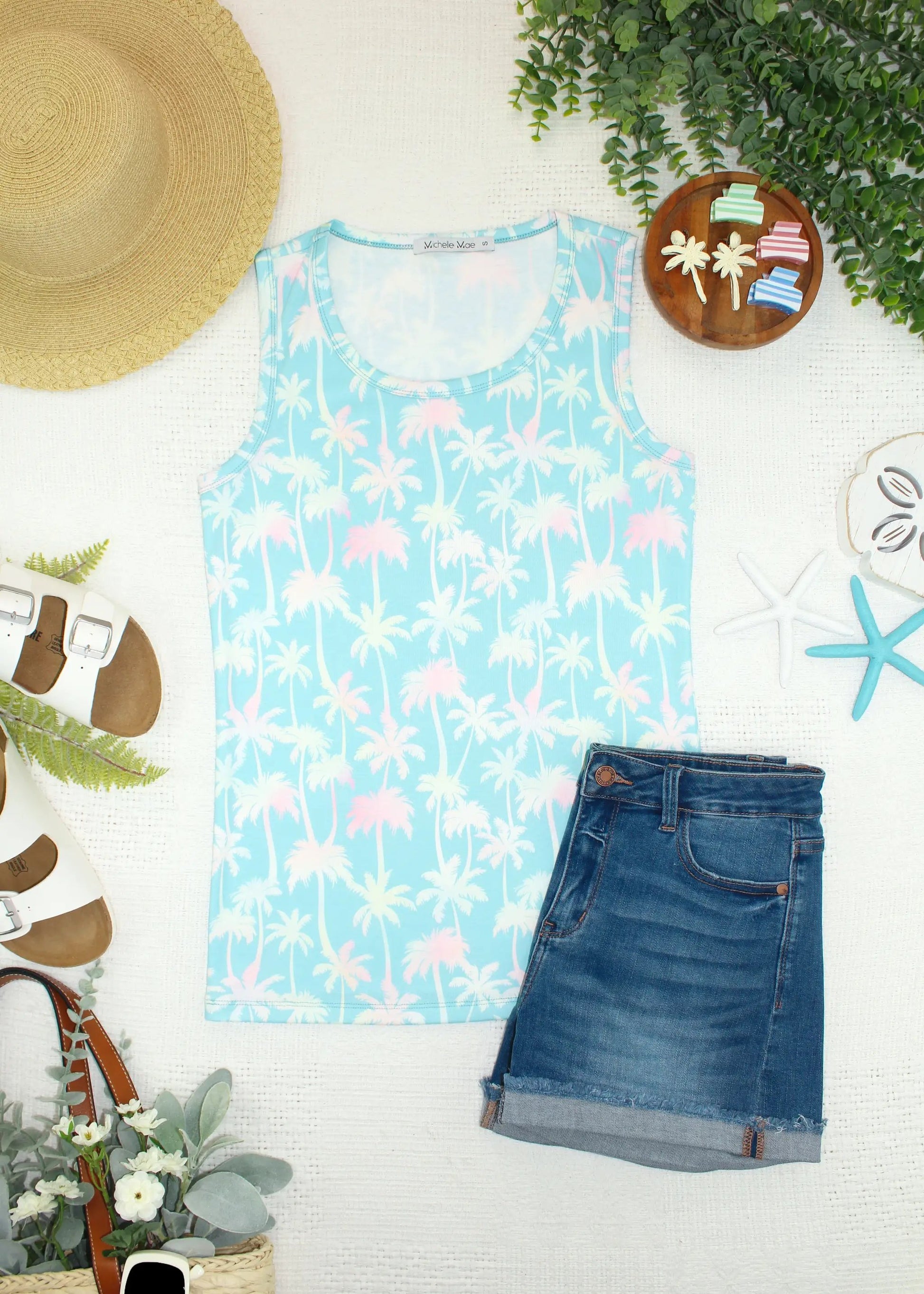 IN STOCK Ava Tank - Aqua Palm FINAL SALE by Michelle Mae