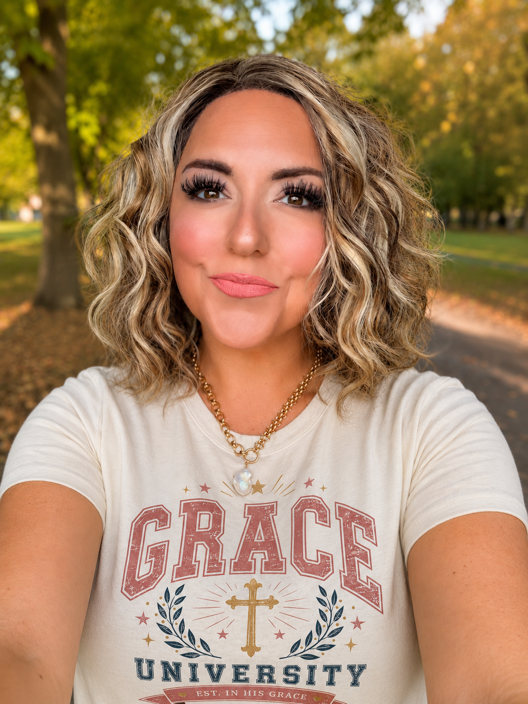 Grace University Christian Vintage Graphic Tee Cross Leaves Ephesians Design by Knitted Grace