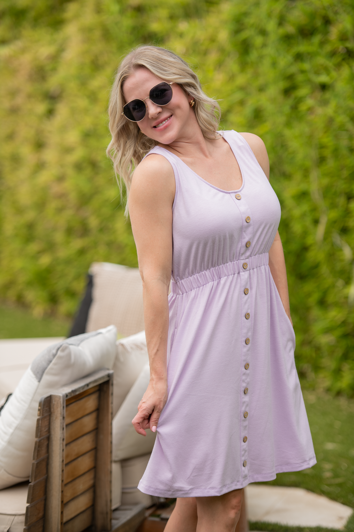 IN STOCK Beverly Button Dress - Lavender FINAL SALE by Michelle Mae