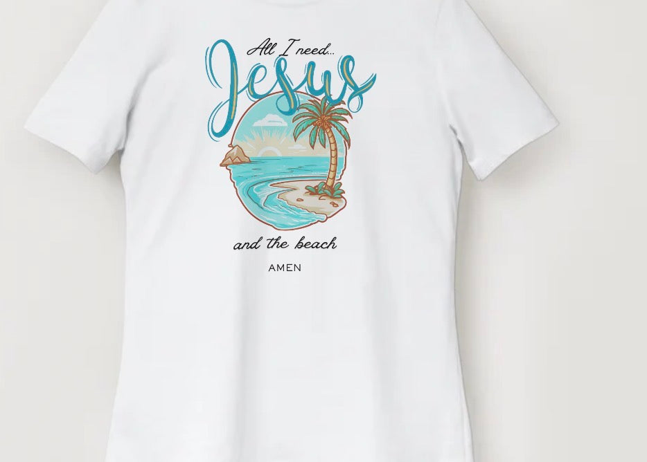 All I Need Is Jesus & The Beach Tee by Knitted Grace