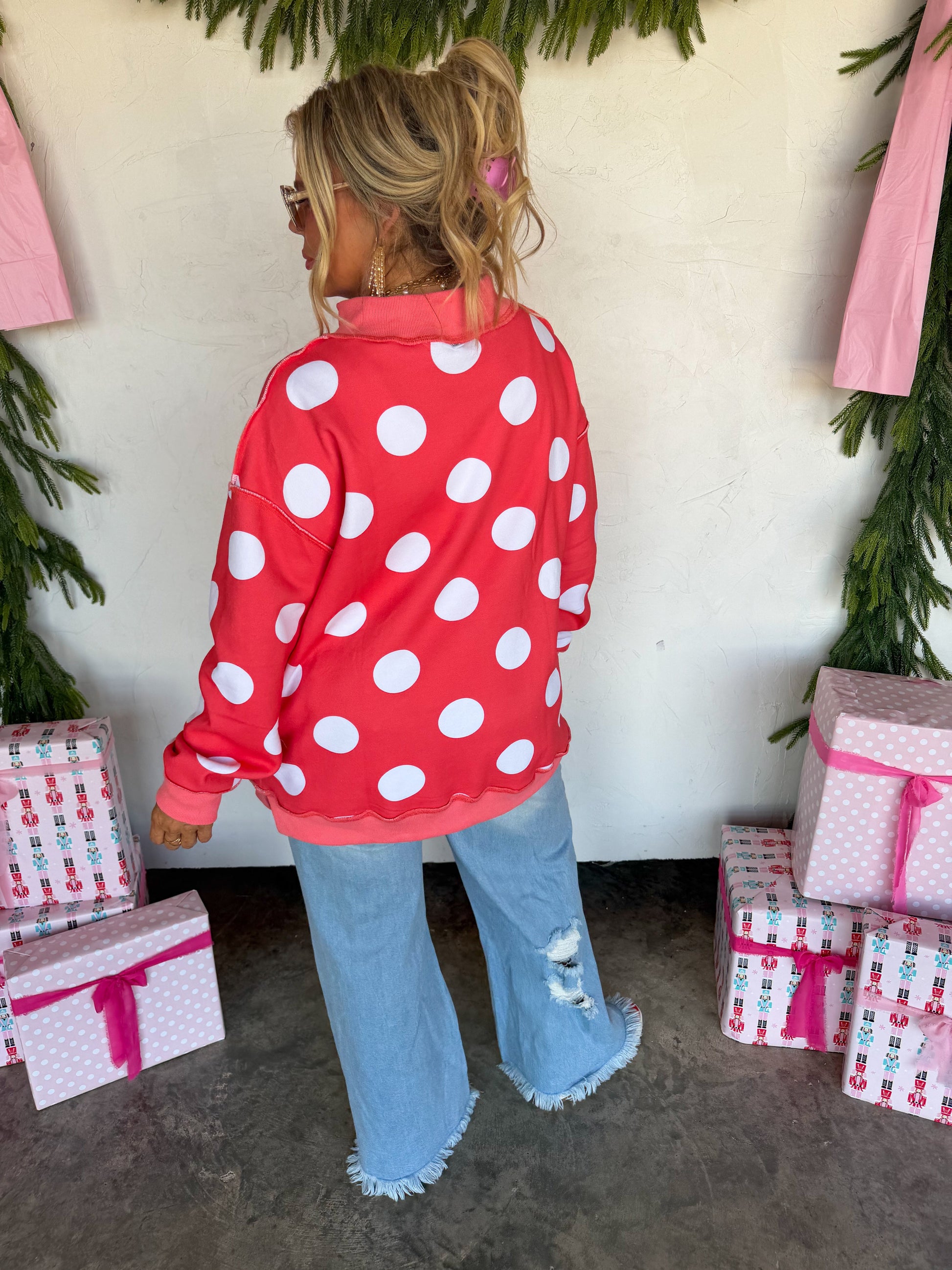 PREORDER- PEACE & POLKA DOT MOCK NECK PULLOVER by BLAKELEY