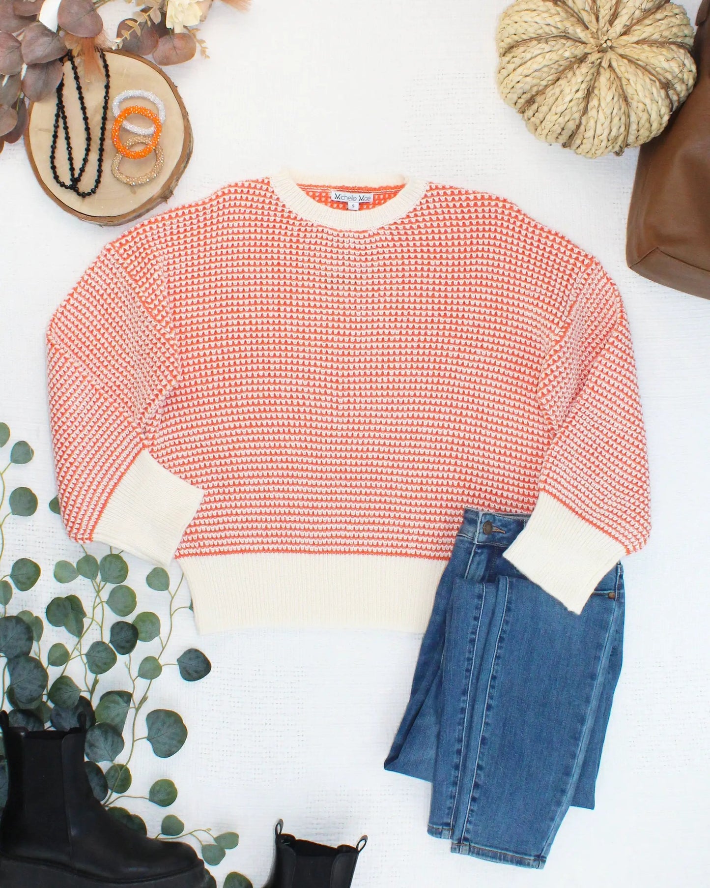 IN STOCK Charlotte Sweater - Orange and Ivory by Michelle Mae