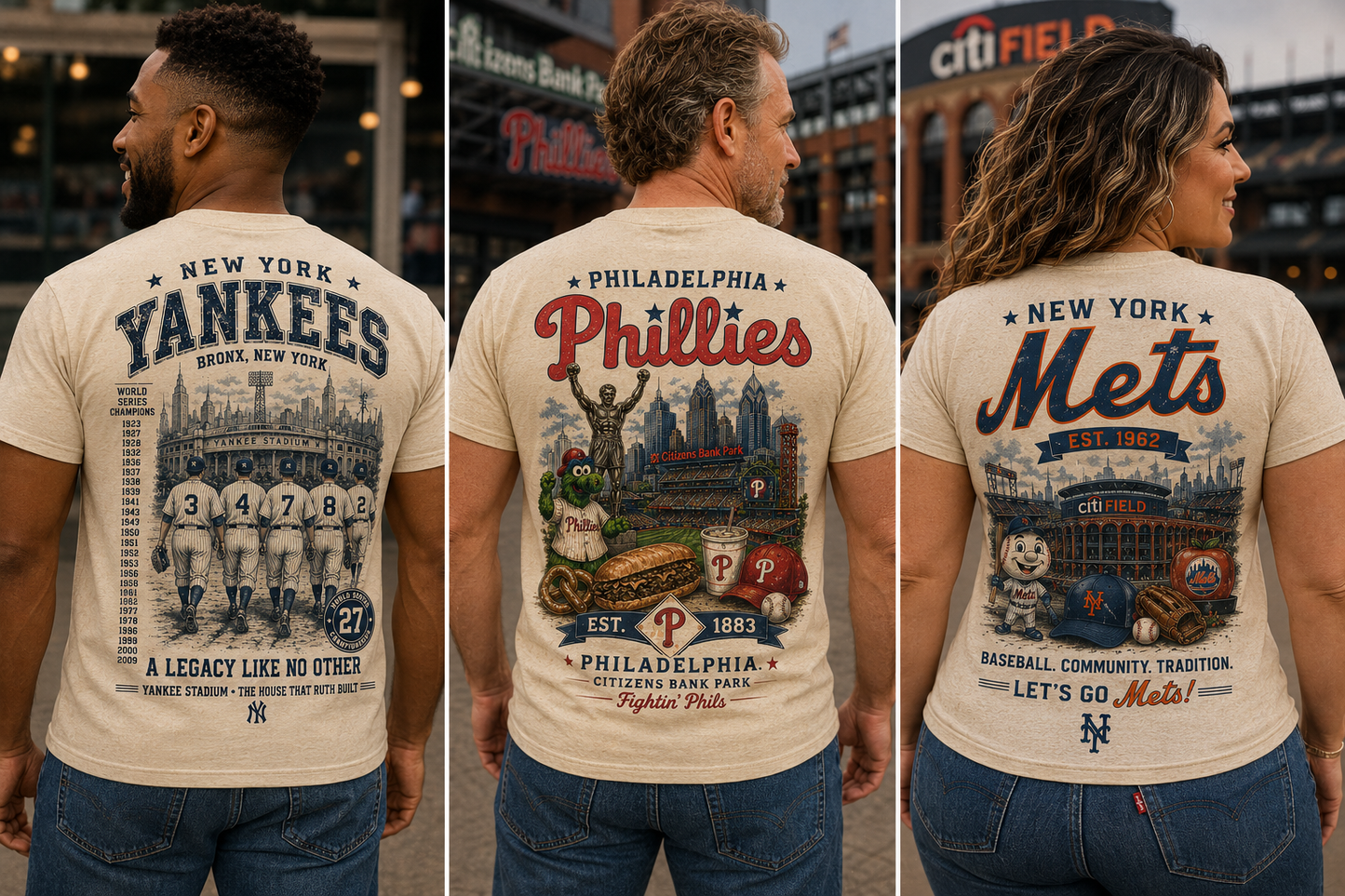 New York Mets Ivory Unisex T-Shirt by Knitted Grace