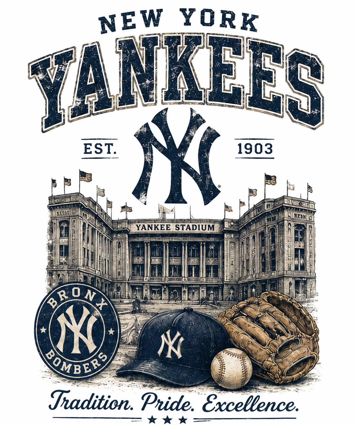 New York Yankees Ivory Unisex T-Shirt by Knitted Grace