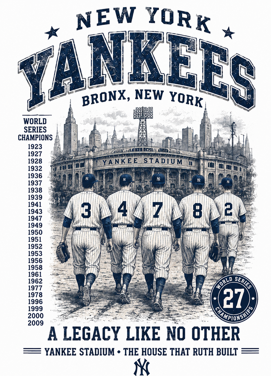 New York Yankees Ivory Unisex T-Shirt by Knitted Grace