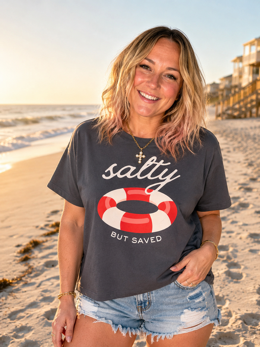 Salty But Saved Tee by Knitted Grace