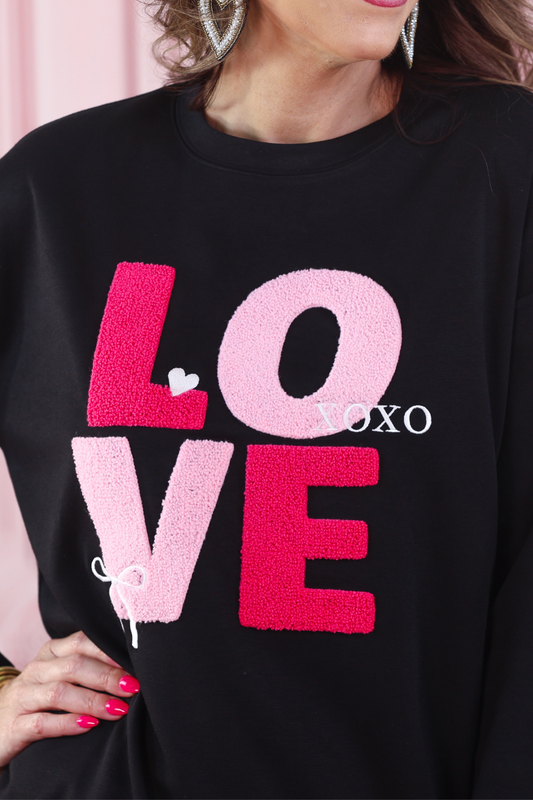 Love Luxe Chenille Pullover With Embroidered Patches And Relaxed Fit by Jess Lea