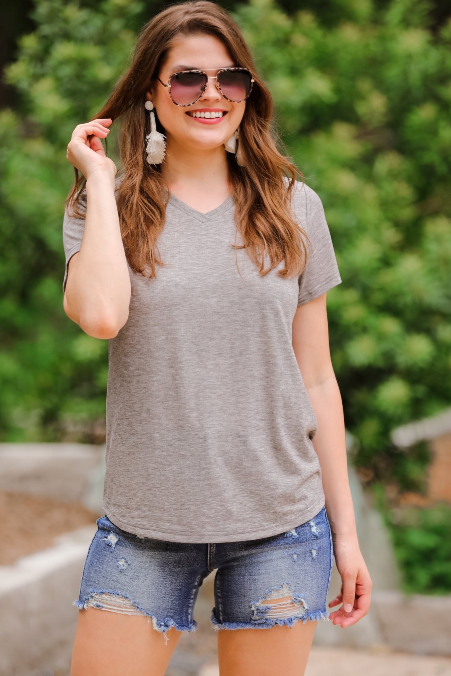 Jess Lea Basic Tee- Heathered Grey