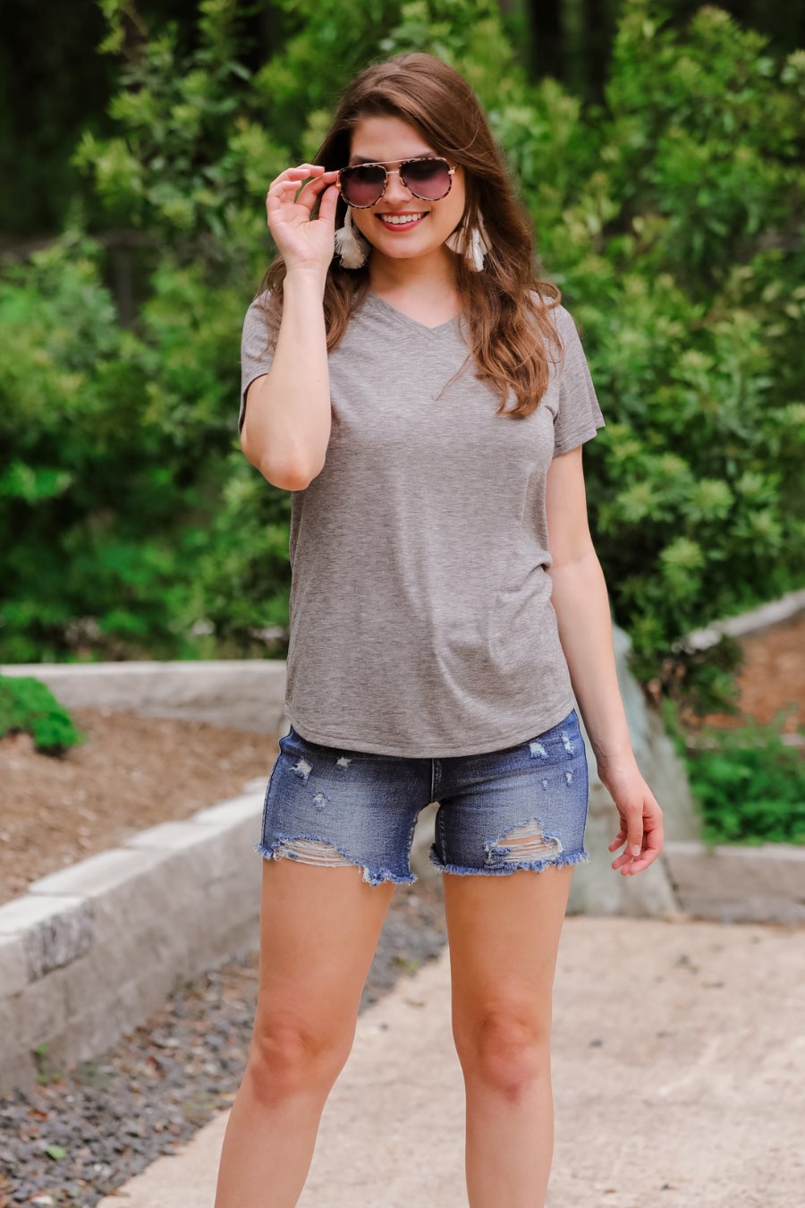 Jess Lea Basic Tee- Heathered Grey
