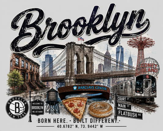 Brooklyn New York Ivory Unisex T-Shirt by Knitted Grace