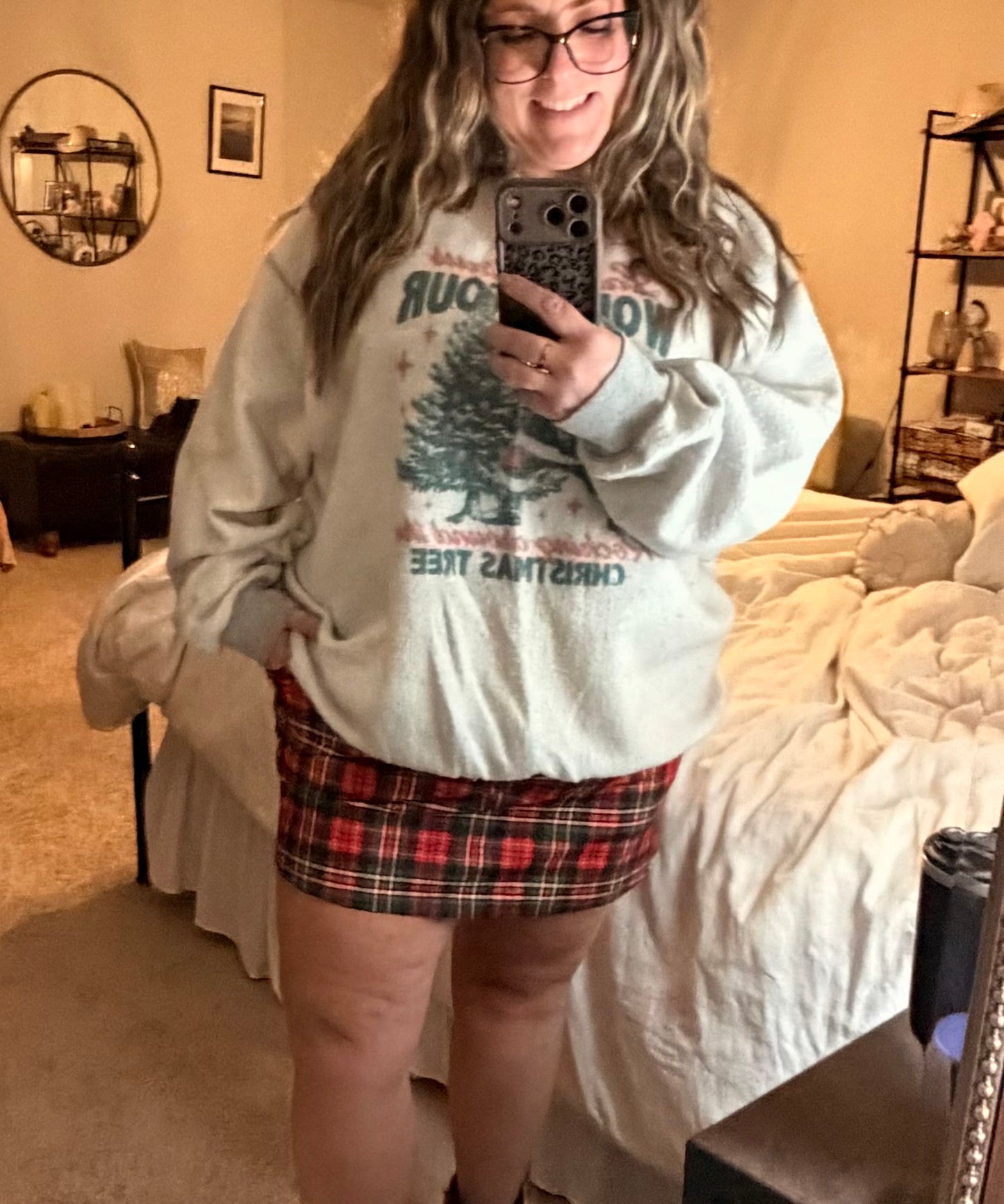 Red Christmas Plaid Skort