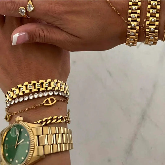 PEARL GOLD WATCH BAND BRACELET by Chansuttpearls