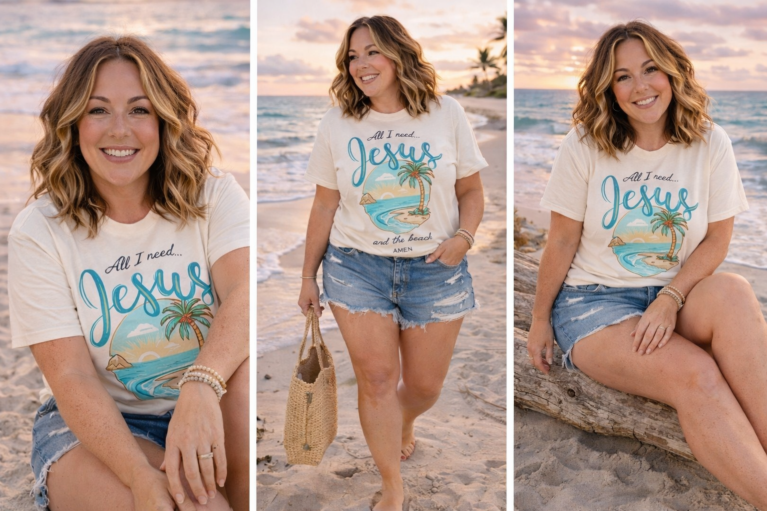 All I Need Is Jesus & The Beach Tee by Knitted Grace