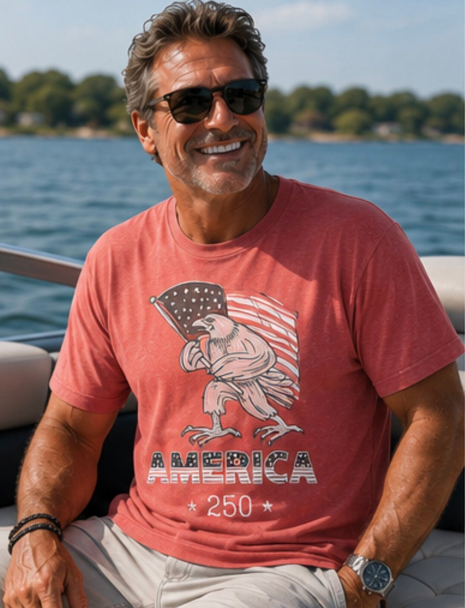 America 250 Eagle Flag Unisex T-Shirt by Knitted Grace