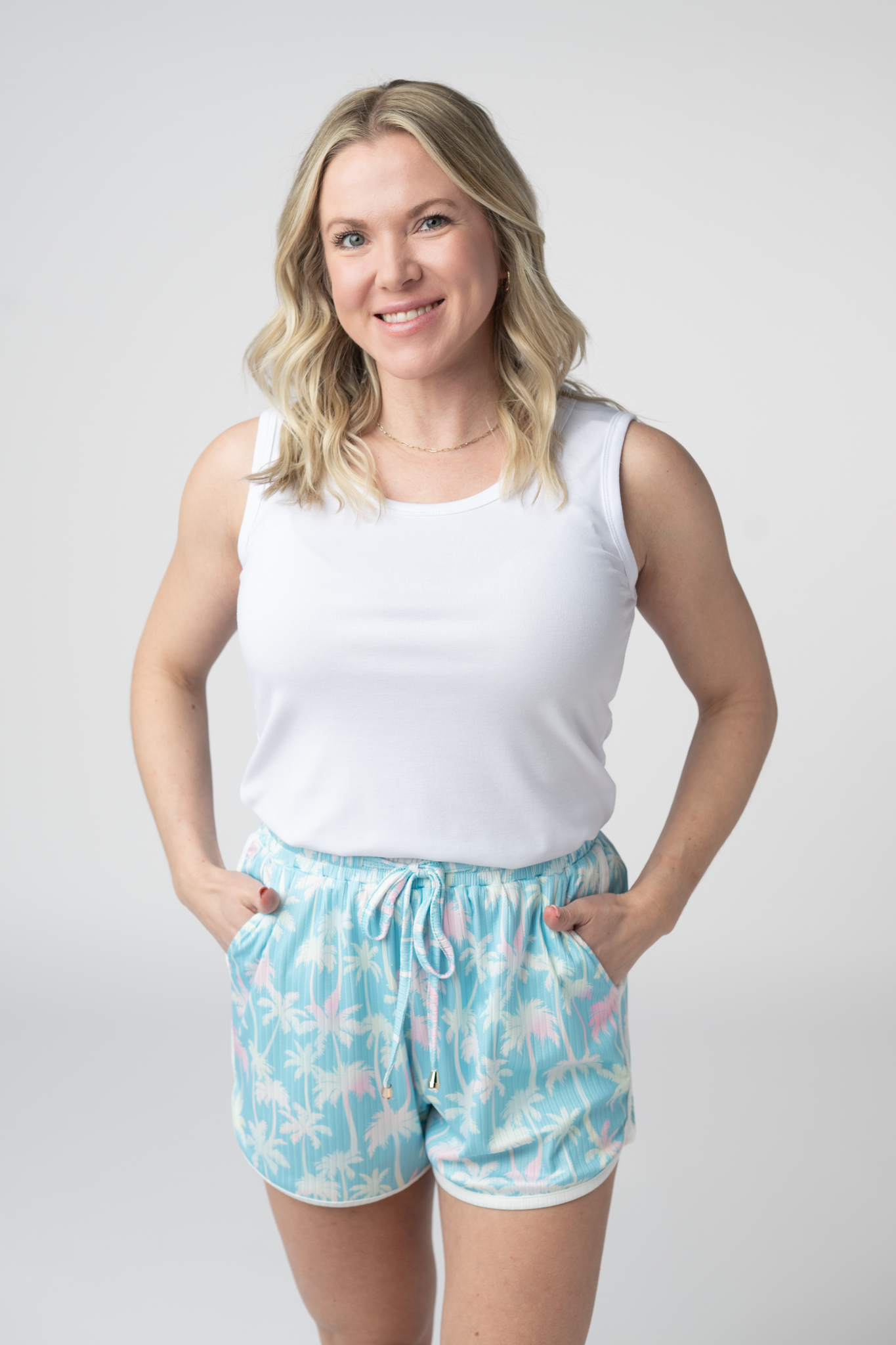 IN STOCK Nova Summer Shorts - Aqua Palm FINAL SALE by Michelle Mae