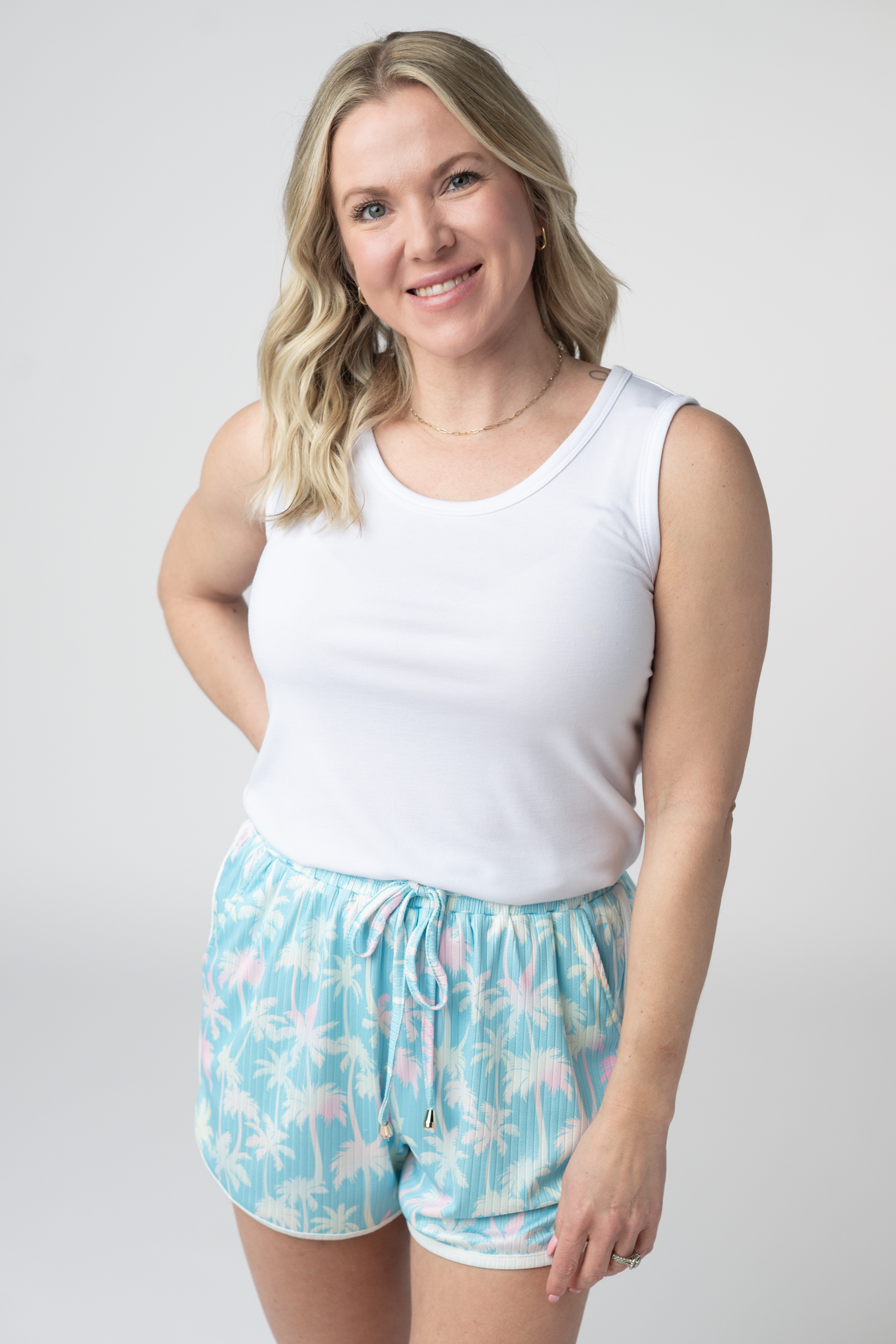 IN STOCK Nova Summer Shorts - Aqua Palm FINAL SALE by Michelle Mae