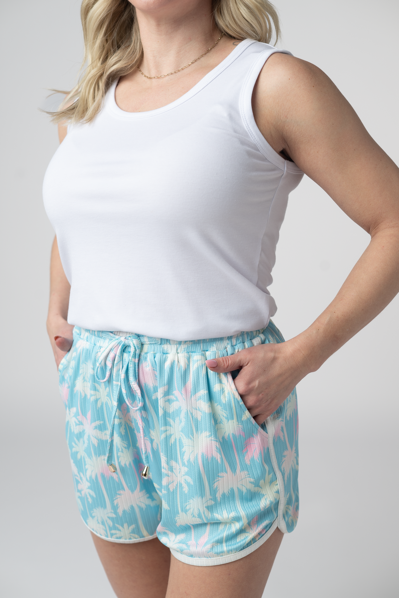 IN STOCK Nova Summer Shorts - Aqua Palm FINAL SALE by Michelle Mae