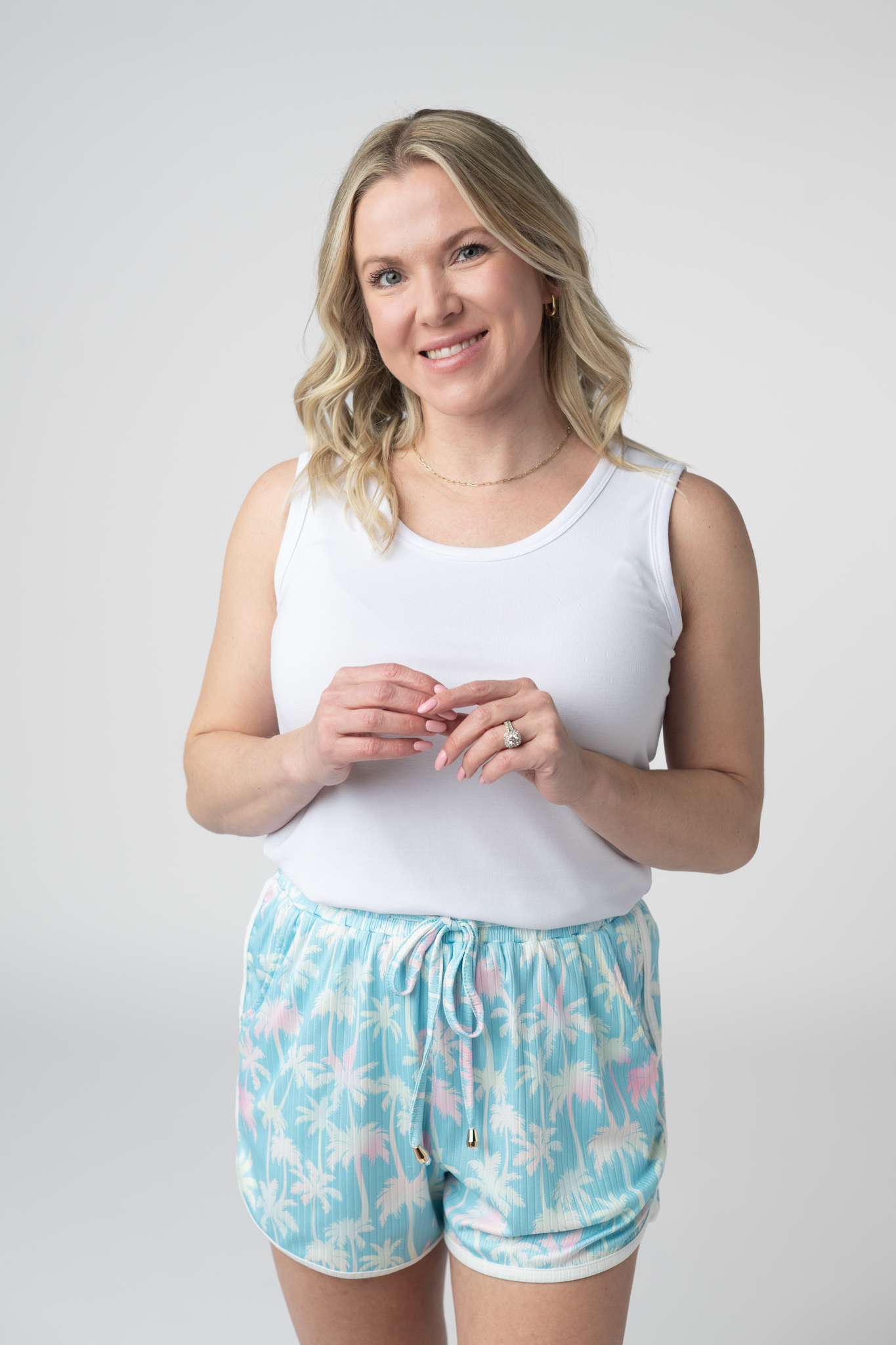 IN STOCK Nova Summer Shorts - Aqua Palm FINAL SALE by Michelle Mae