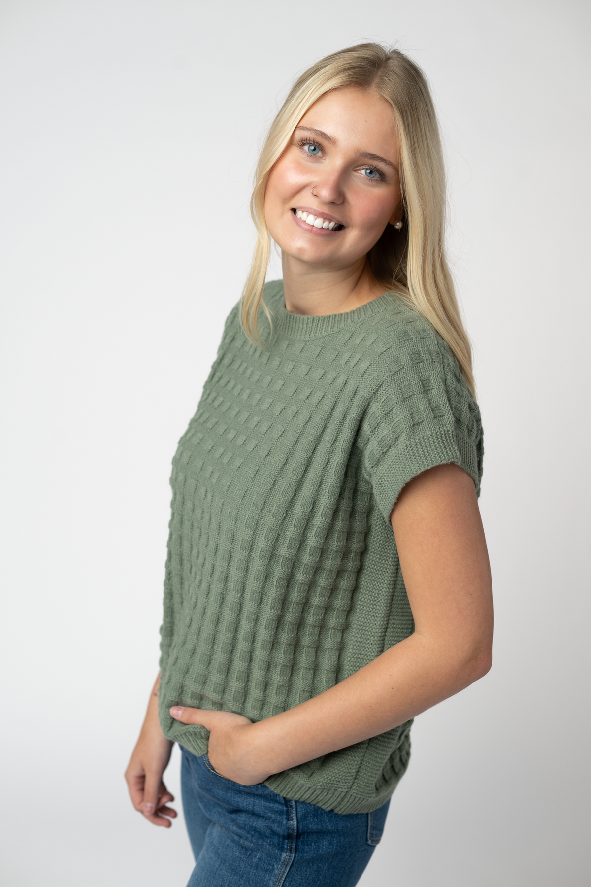 IN STOCK Kelly Knitted Top - Sage by Michelle Mae