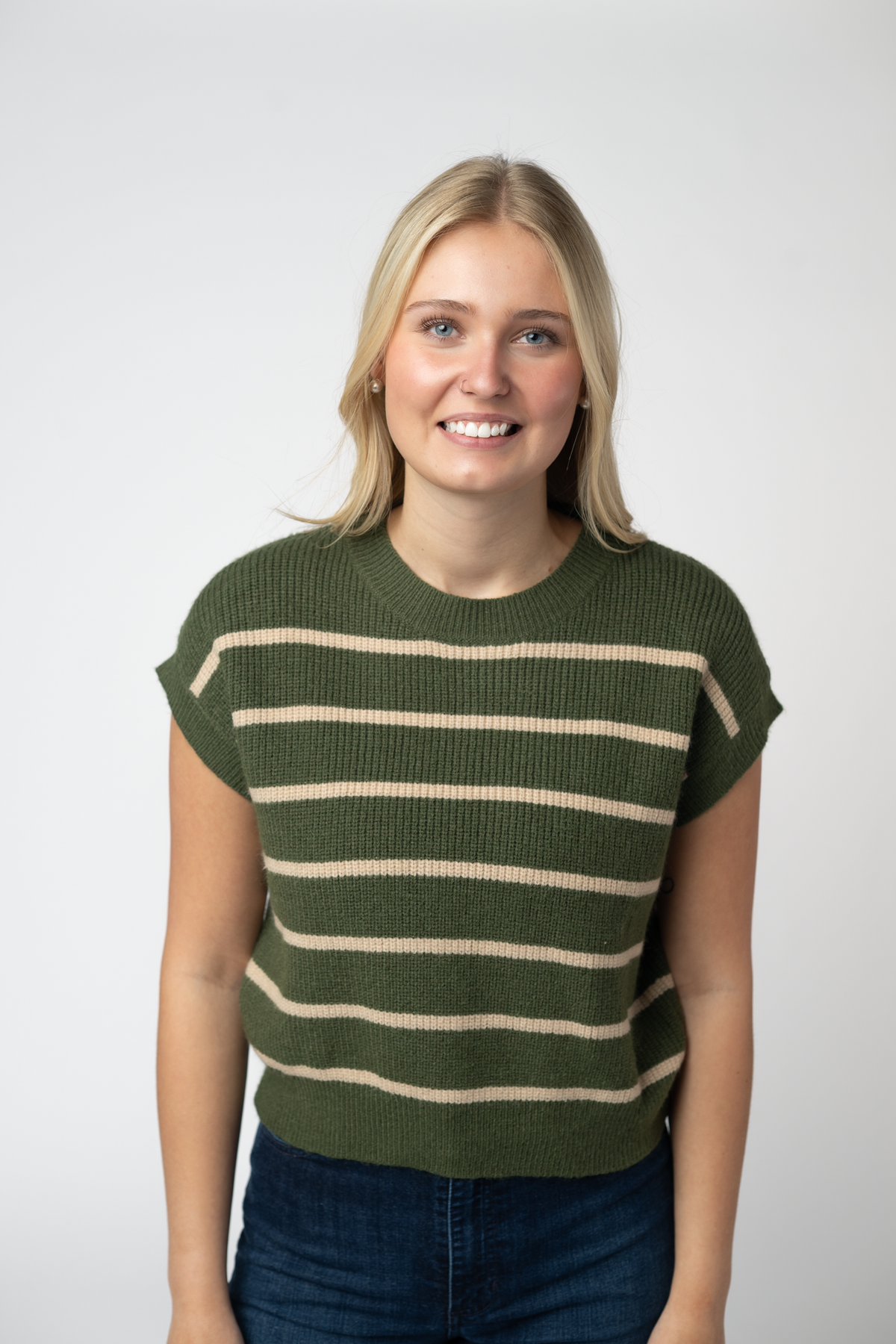 IN STOCK Striped Sweater Top - Olive and Tan by Michelle Mae