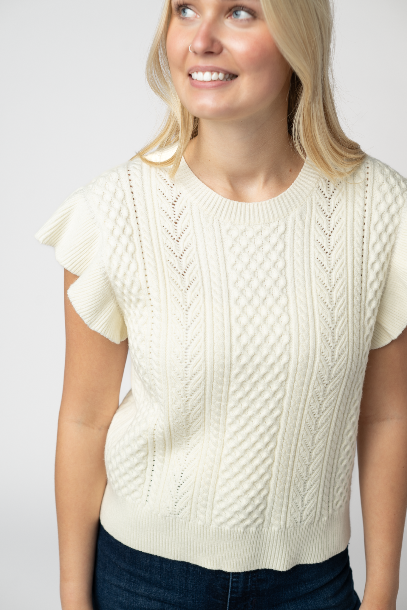 Felicity Flutter Sweater Top - Ivory by Michelle Mae
