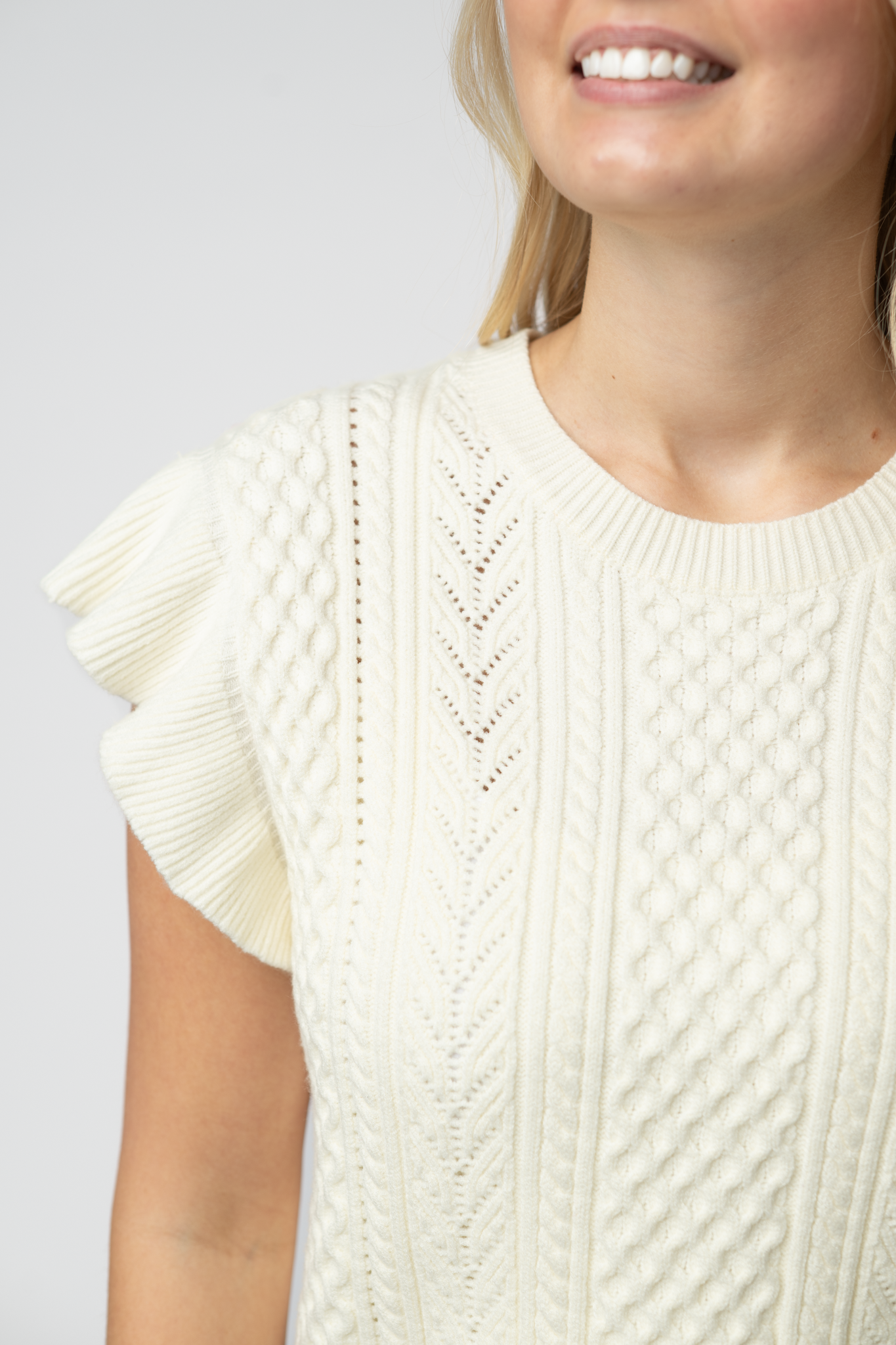 Felicity Flutter Sweater Top - Ivory by Michelle Mae