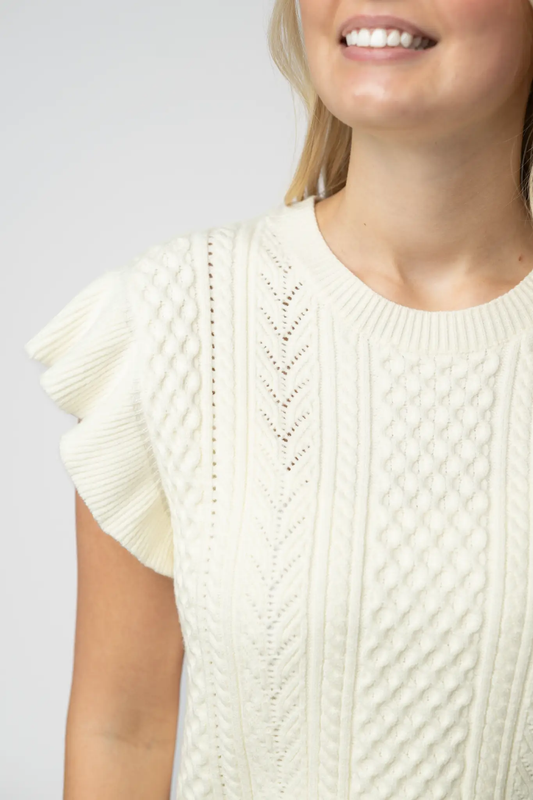 Felicity Flutter Sweater Top - Ivory by Michelle Mae