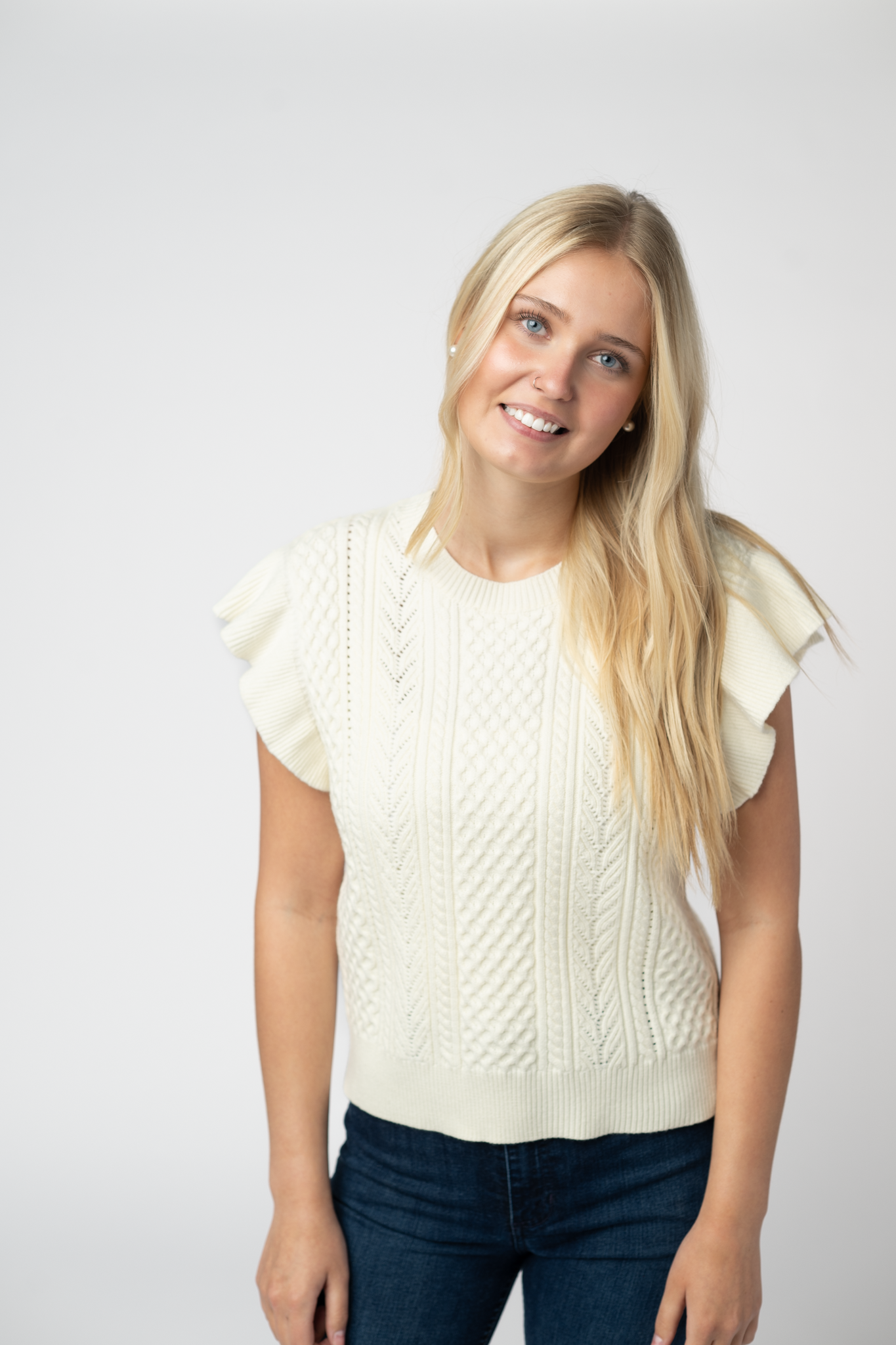 IN STOCK Felicity Flutter Sweater Top - Ivory by Michelle Mae