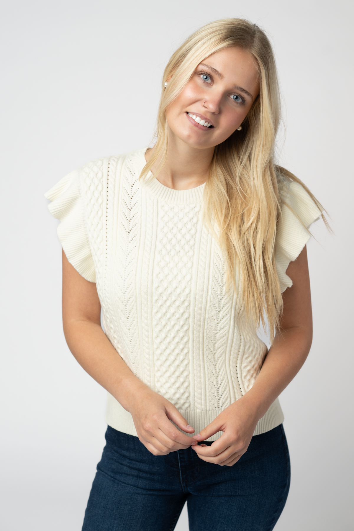 IN STOCK Felicity Flutter Sweater Top - Ivory by Michelle Mae