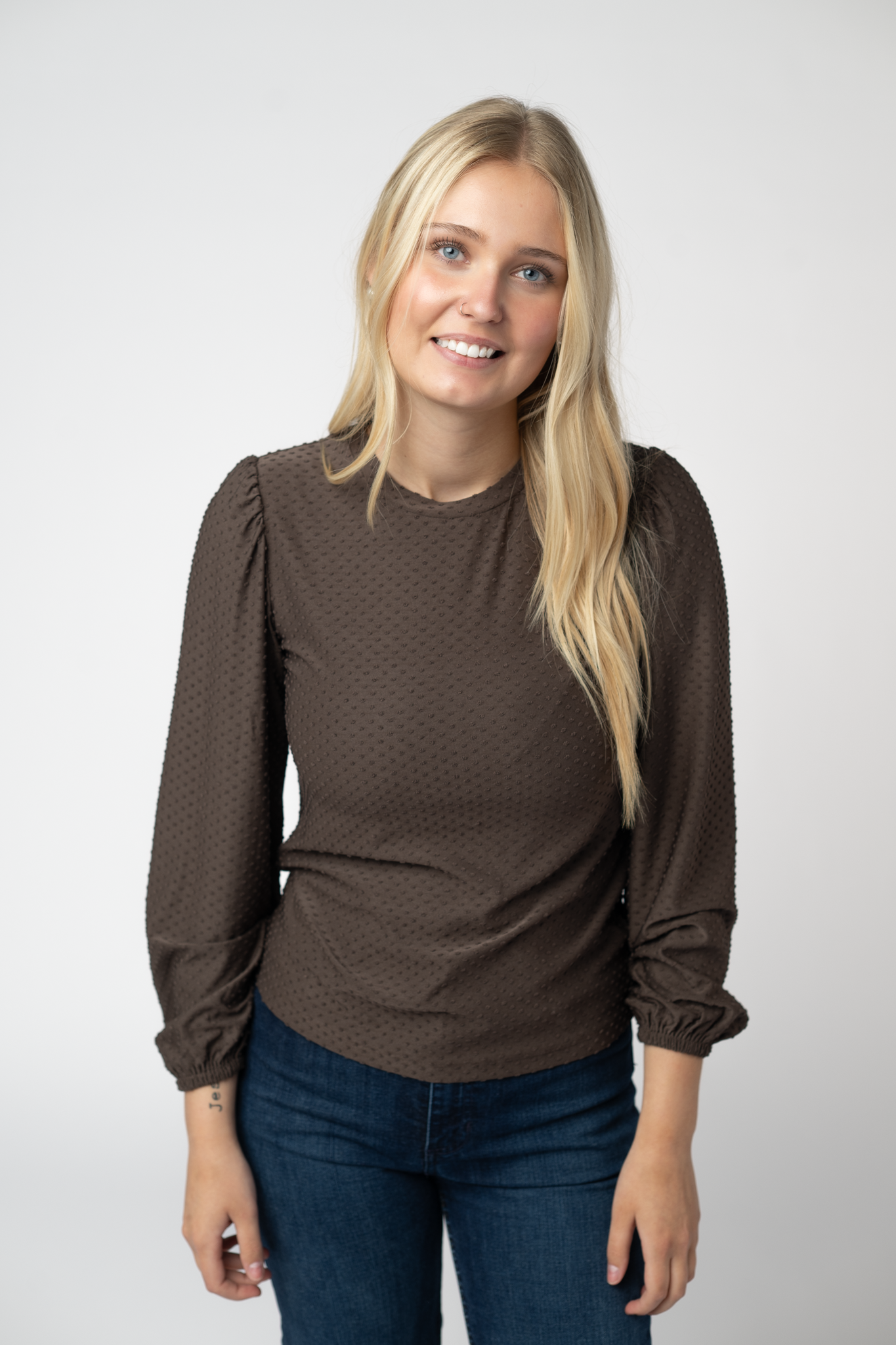 IN STOCK Miranda Dot Top - Brown by Michelle Mae