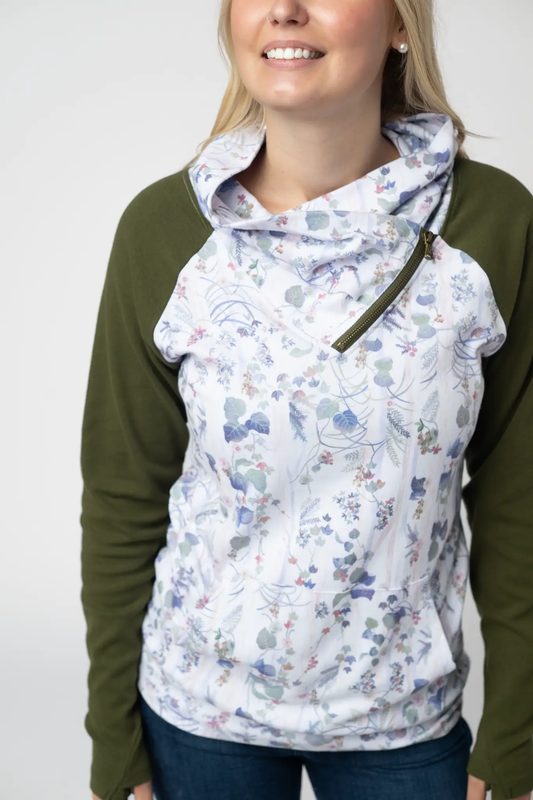 Classic Zoey ZipCowl Sweatshirt - Olive Meadow and Olive by Michelle Mae