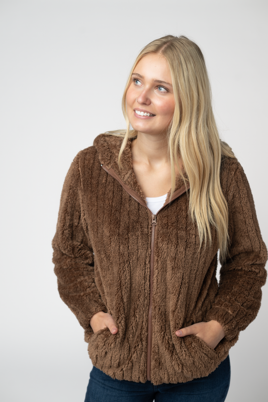 IN STOCK Cozy Sherpa Fullzip - Mocha by Michelle Mae