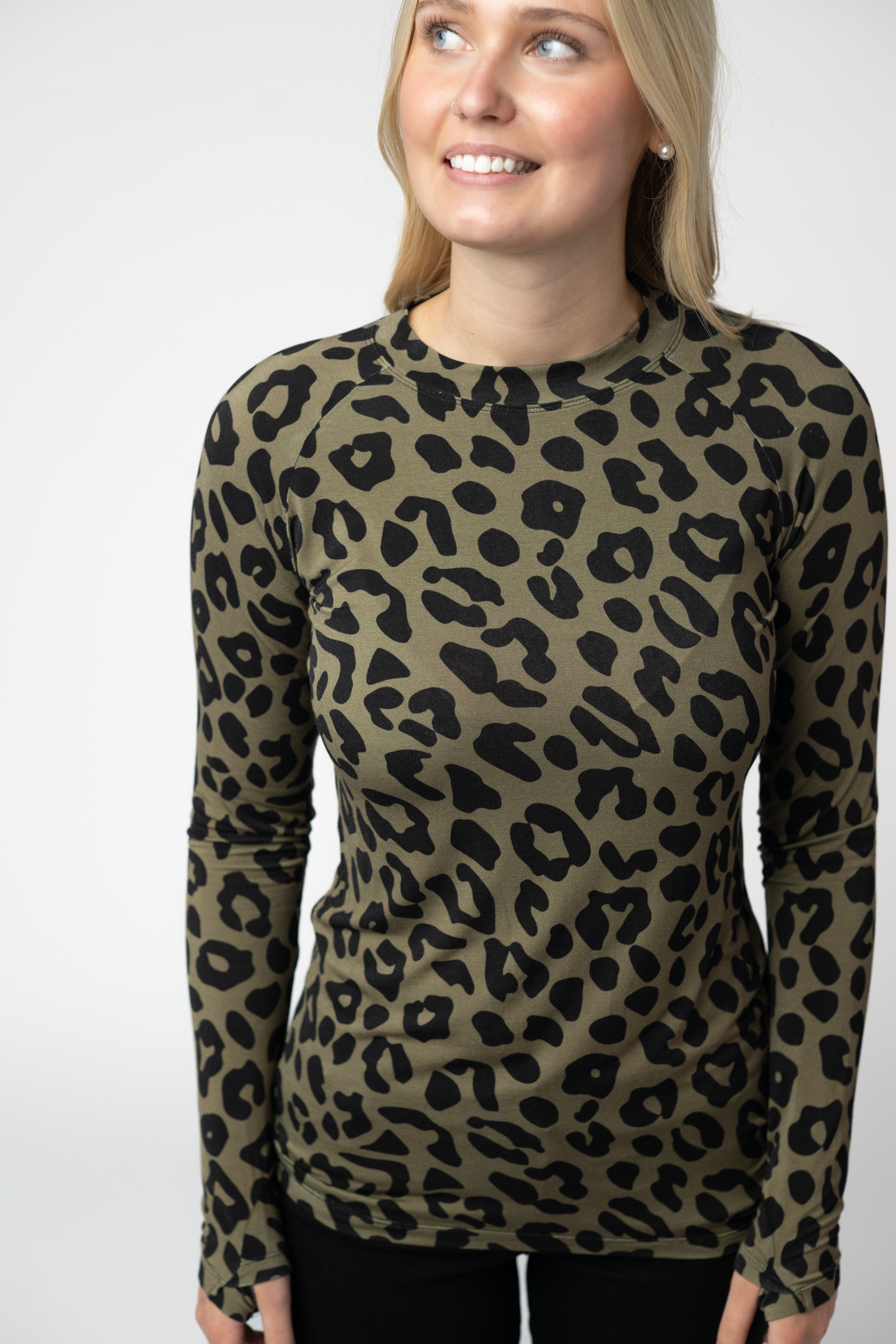Blair Long Sleeve Top - Olive Animal Print by Michelle Mae