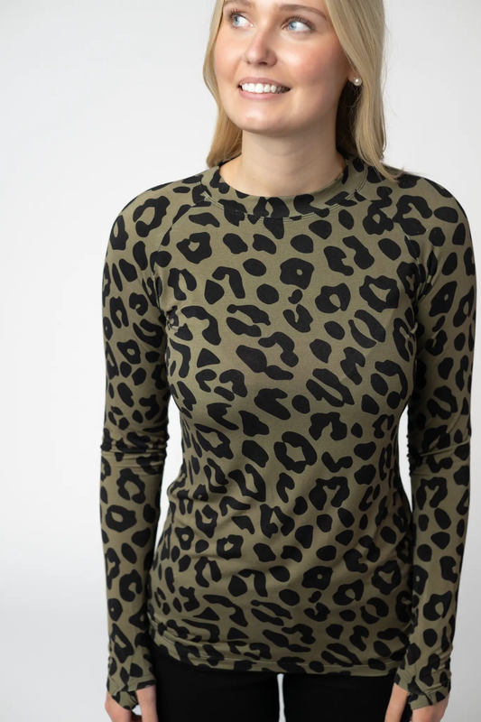 Blair Long Sleeve Top - Olive Animal Print by Michelle Mae