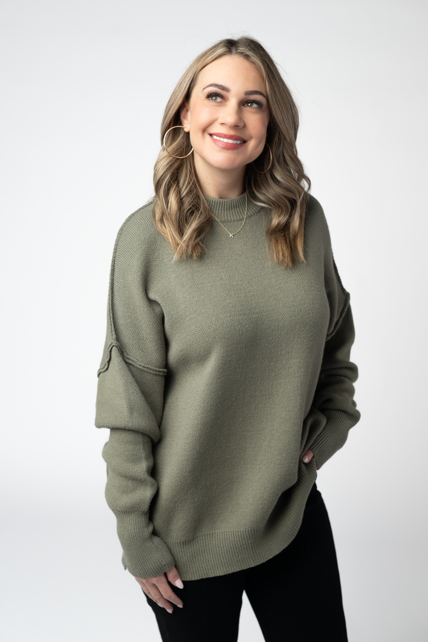 Aurora Cozy Sweater - Light Olive by Michelle Mae