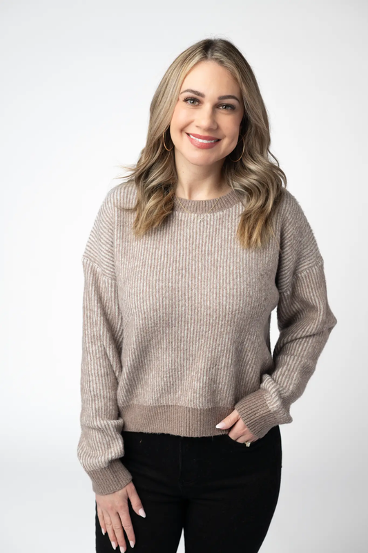 Josie Cozy Crew Sweater - Mocha by Michelle Mae
