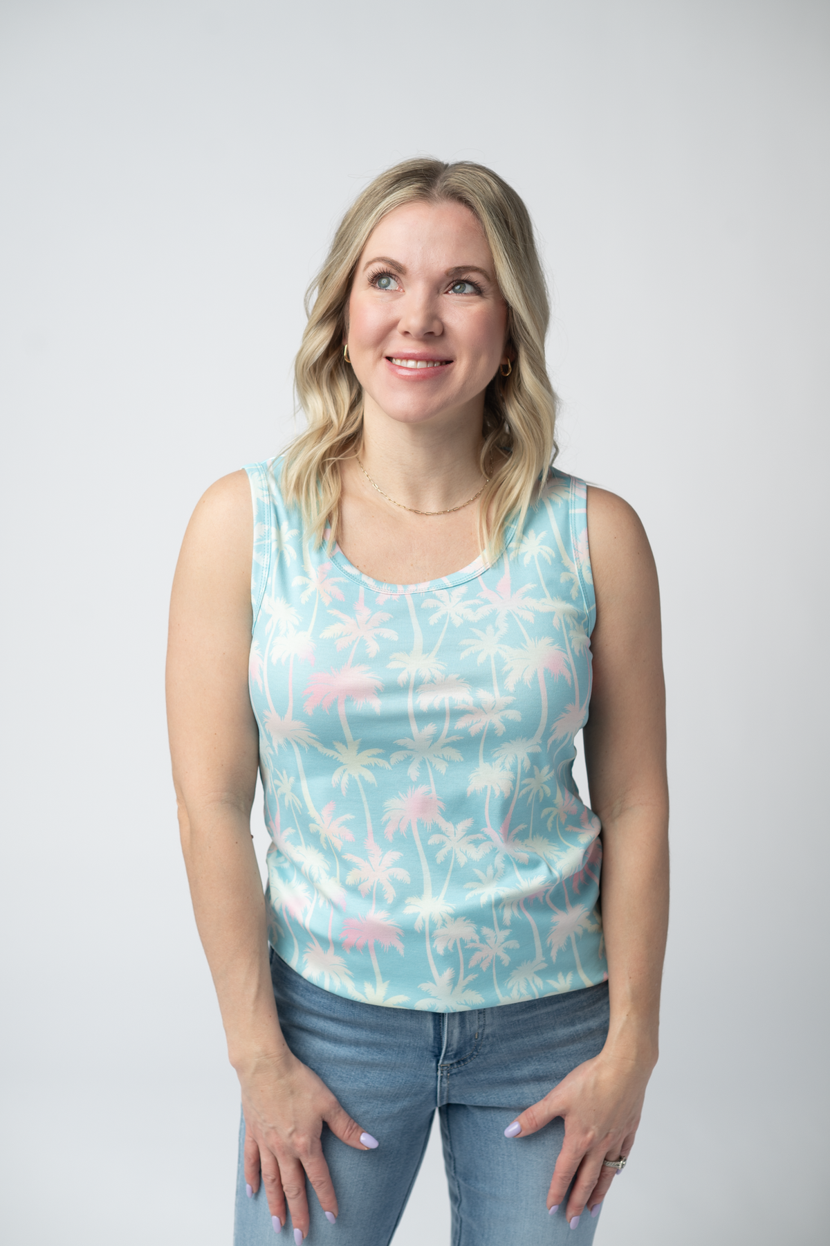 IN STOCK Ava Tank - Aqua Palm FINAL SALE by Michelle Mae