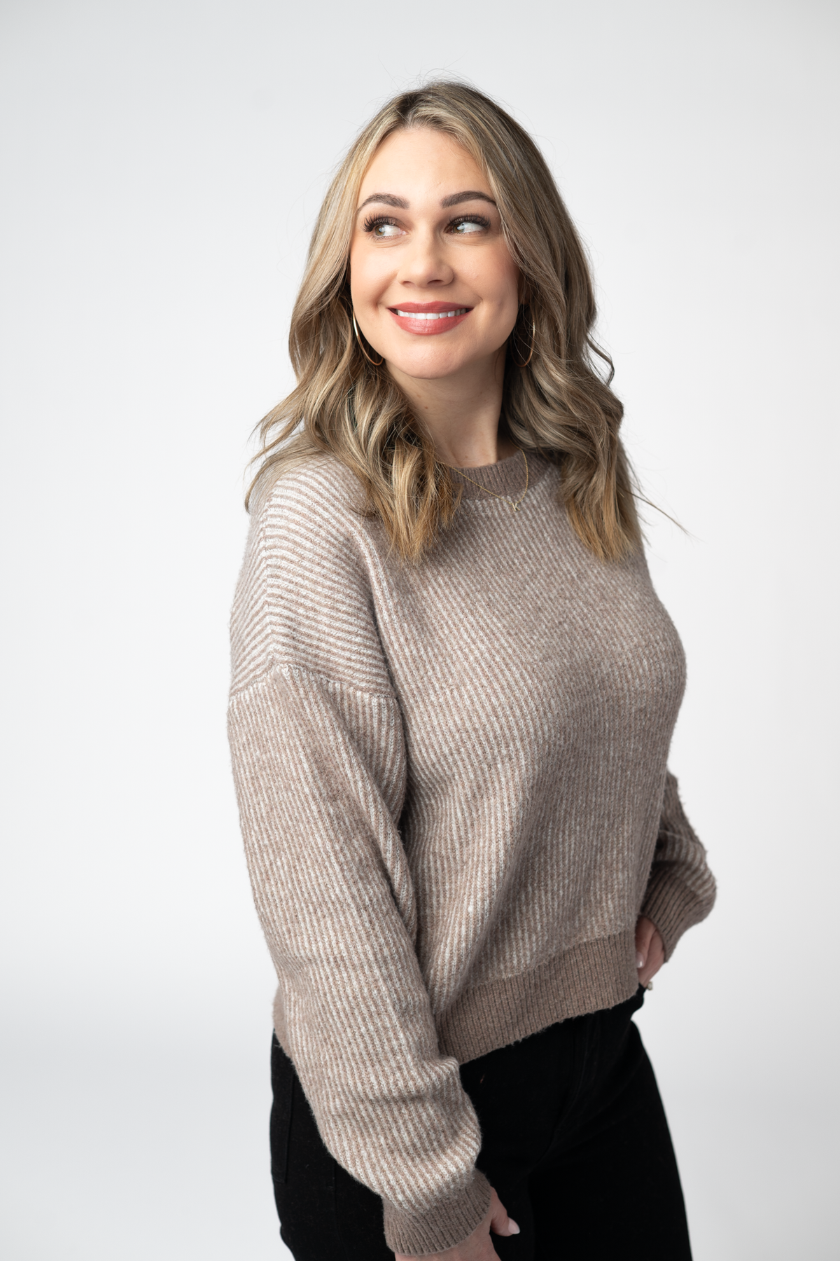 IN STOCK Josie Cozy Crew Sweater - Mocha by Michelle Mae