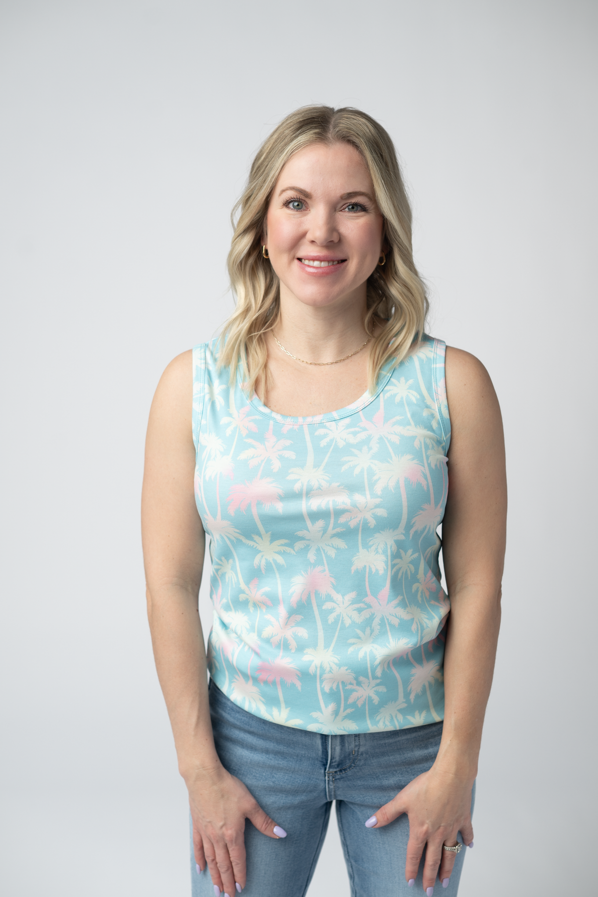 IN STOCK Ava Tank - Aqua Palm FINAL SALE by Michelle Mae