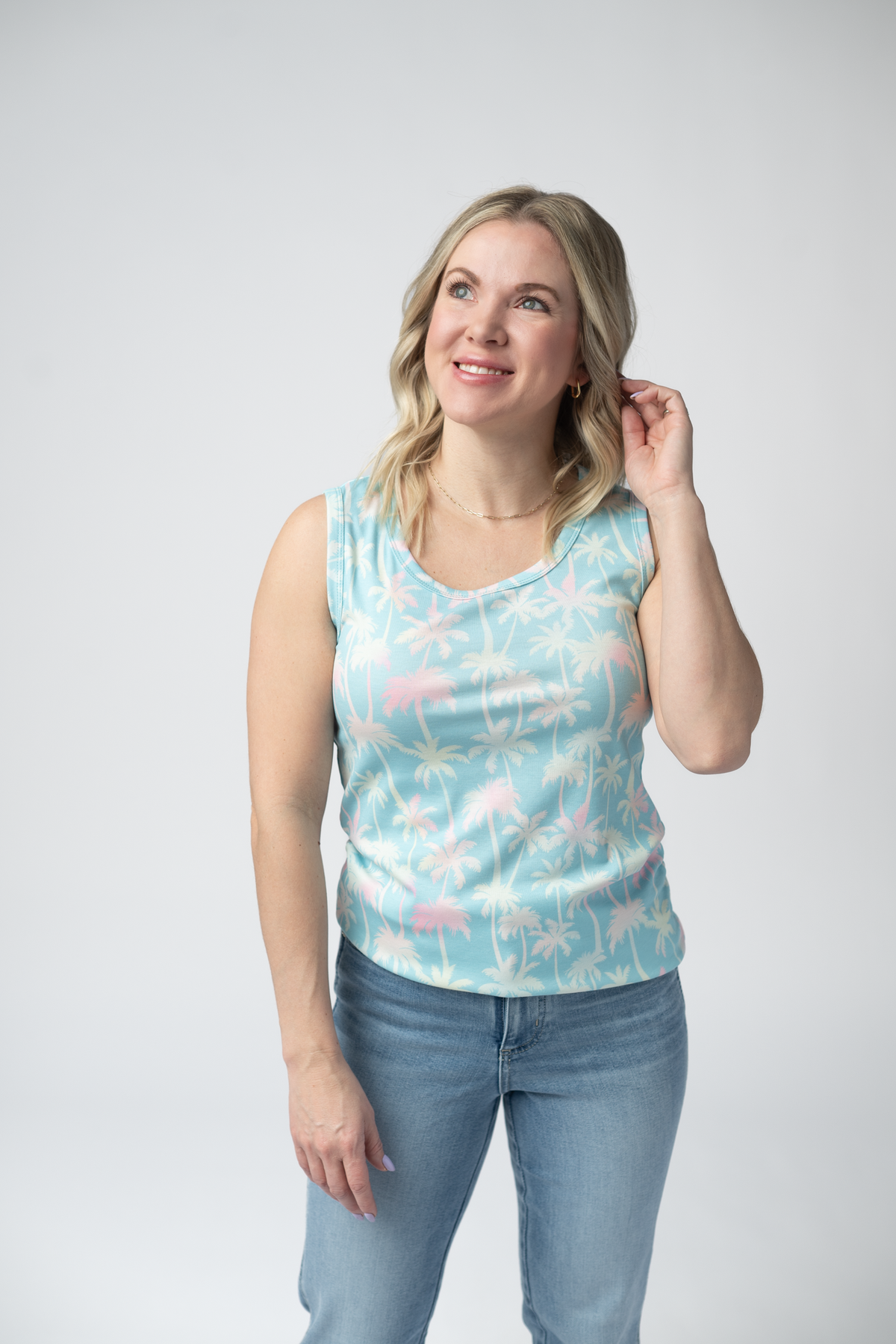 IN STOCK Ava Tank - Aqua Palm FINAL SALE by Michelle Mae