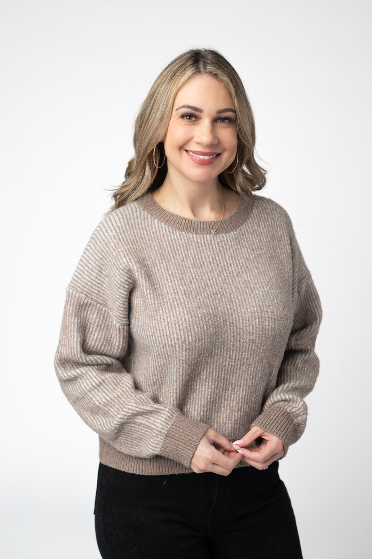 IN STOCK Josie Cozy Crew Sweater - Mocha by Michelle Mae