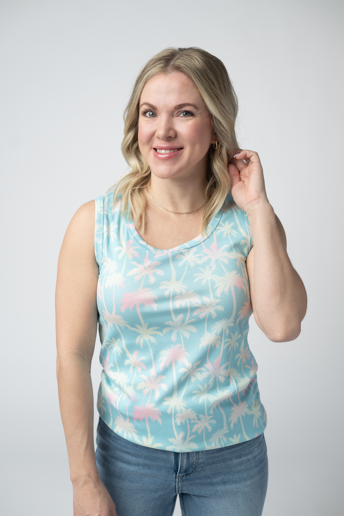 IN STOCK Ava Tank - Aqua Palm FINAL SALE by Michelle Mae