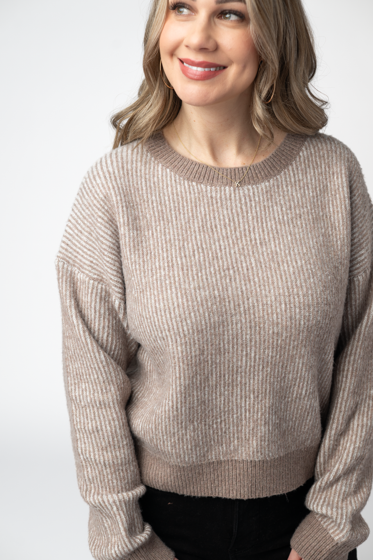 IN STOCK Josie Cozy Crew Sweater - Mocha by Michelle Mae