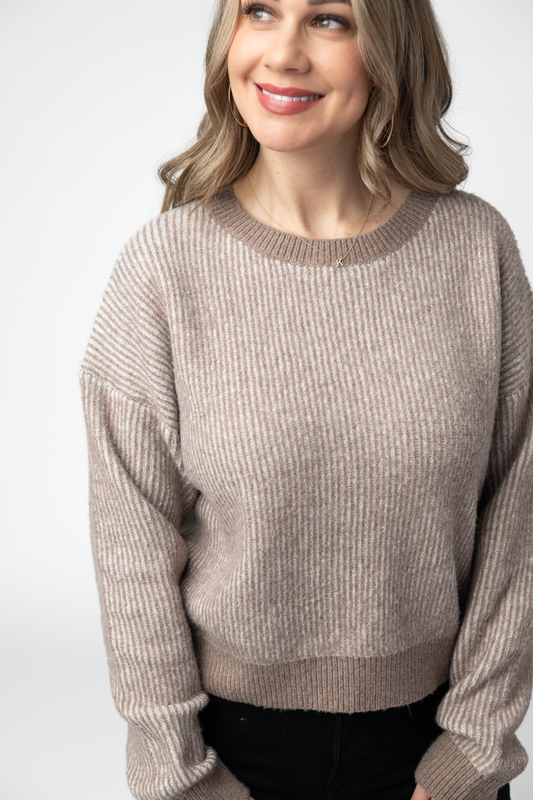 Josie Cozy Crew Sweater - Mocha by Michelle Mae