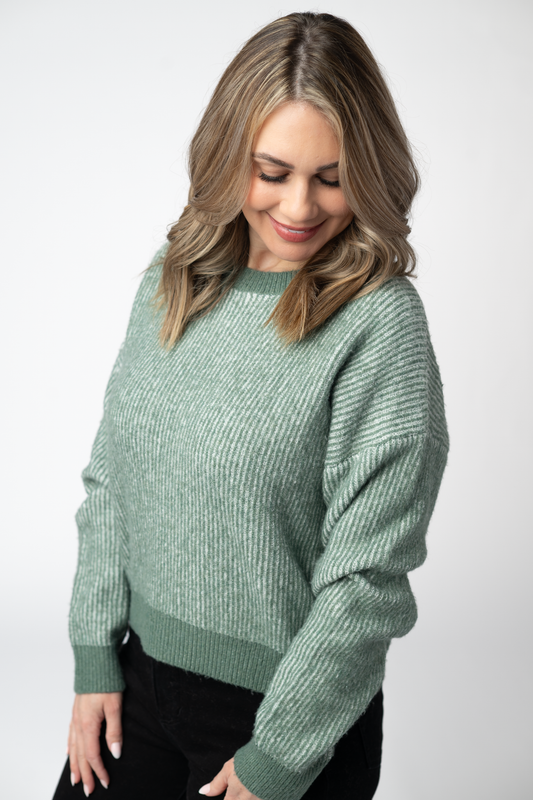 Josie Cozy Crew Sweater - Sage by Michelle Mae