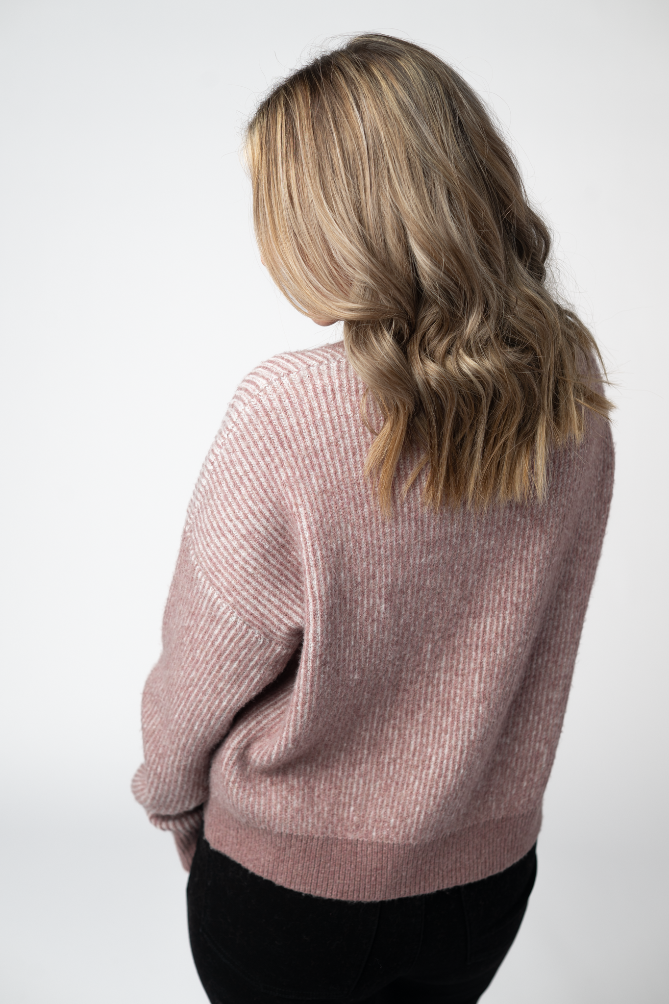 Josie Cozy Crew Sweater Dusty Rose Soft Fall Comfort Knit