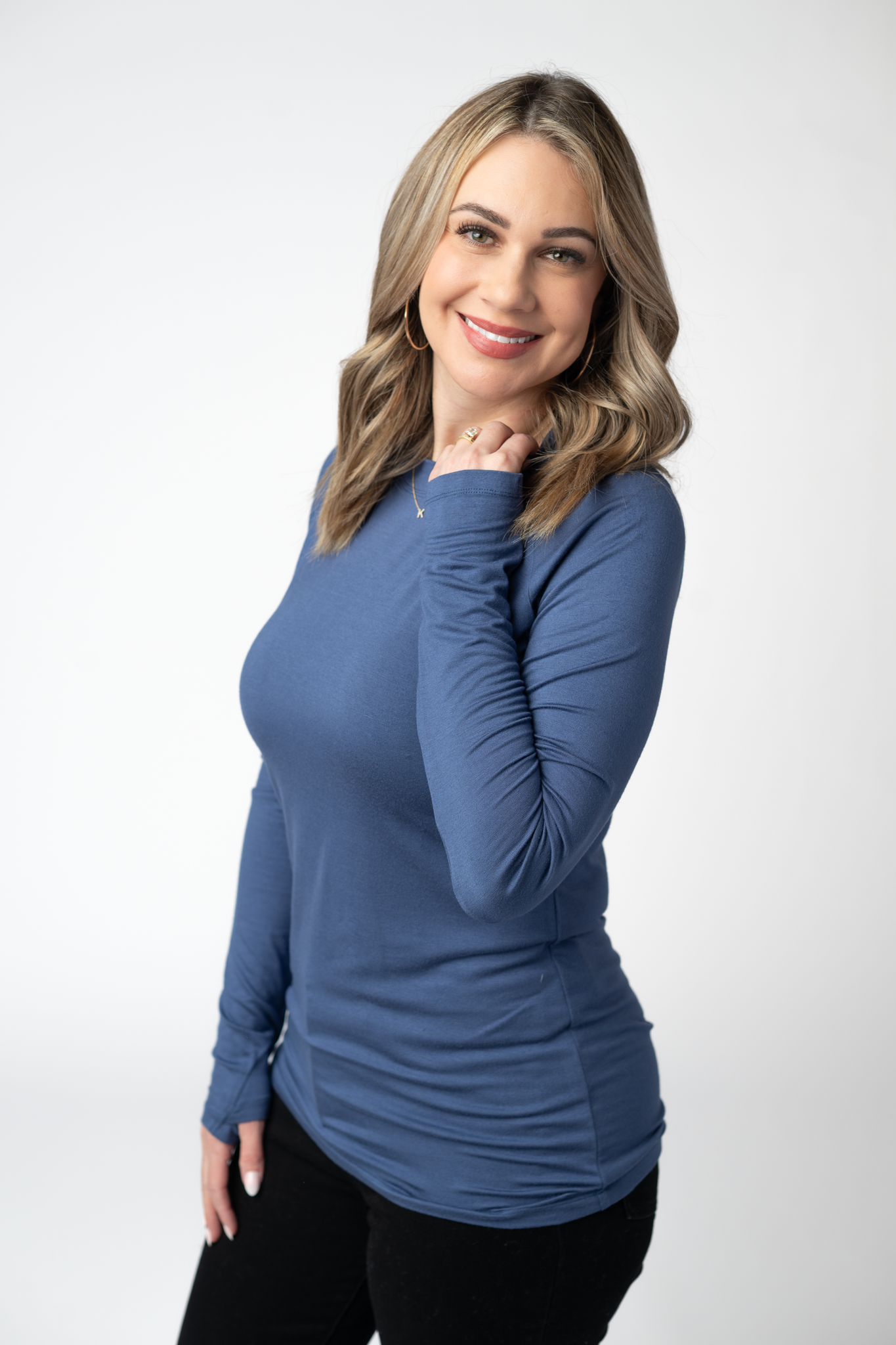 IN STOCK Blair Long Sleeve Top - Blue by Michelle Mae